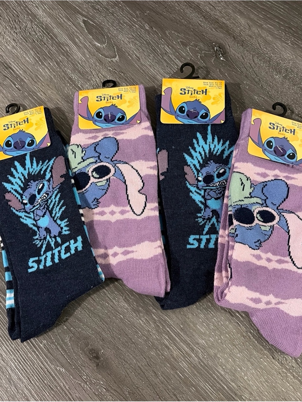 Disney Stitch Crew Socks in Navy Blue and Lavender